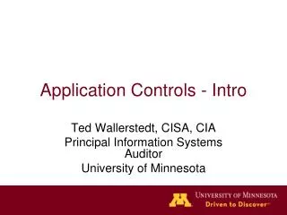 Application Controls - Intro