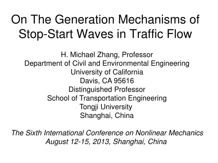 on the generation mechanisms of stop start waves in traffic flow