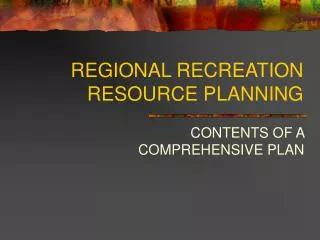 REGIONAL RECREATION RESOURCE PLANNING