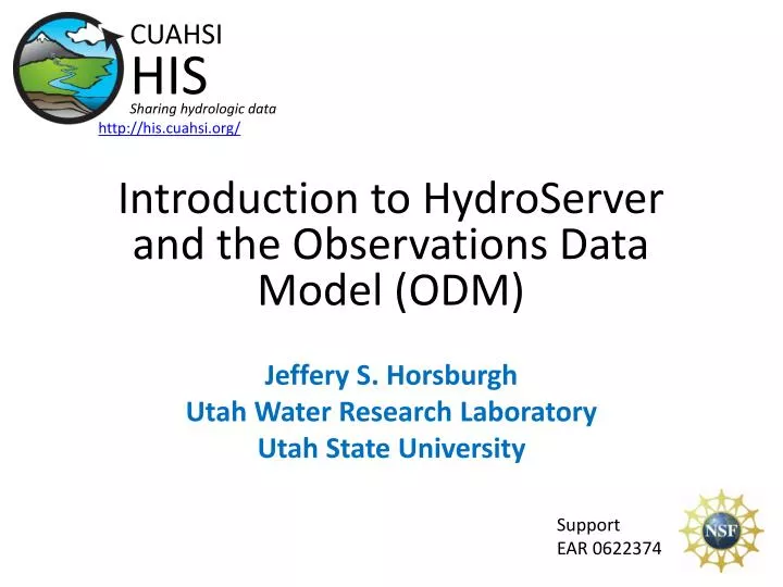 introduction to hydroserver and the observations data model odm