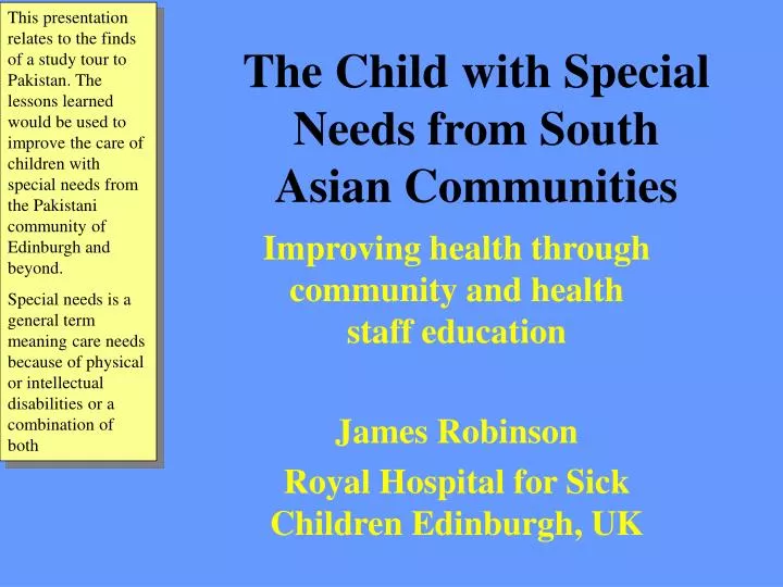 the child with special needs from south asian communities