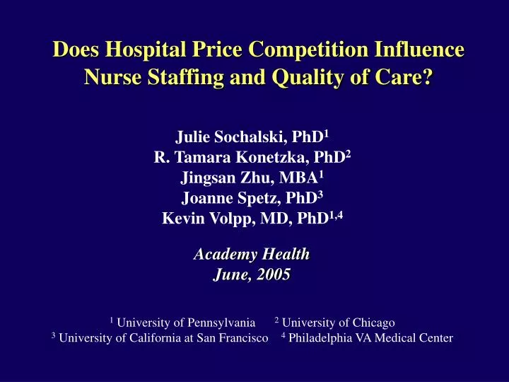 does hospital price competition influence nurse staffing and quality of care