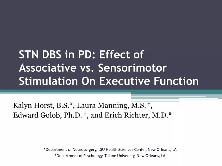 stn dbs in pd effect of associative vs sensorimotor stimulation on executive function