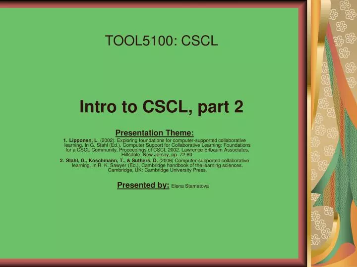 tool5100 cscl intro to cscl part 2