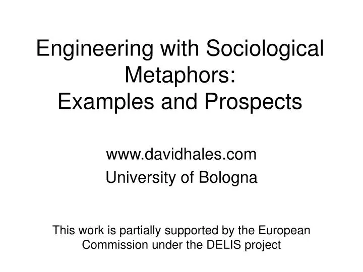 engineering with sociological metaphors examples and prospects