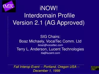 iNOW! Interdomain Profile Version 2.1 (AG Approved)