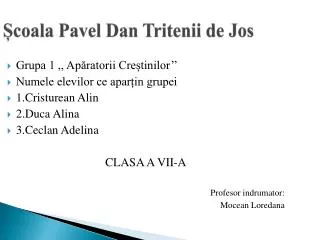 coala pavel dan tritenii de jos