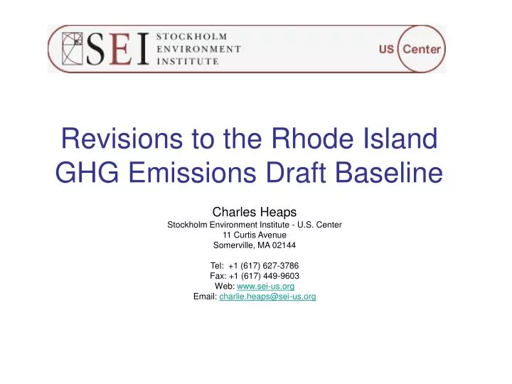 revisions to the rhode island ghg emissions draft baseline