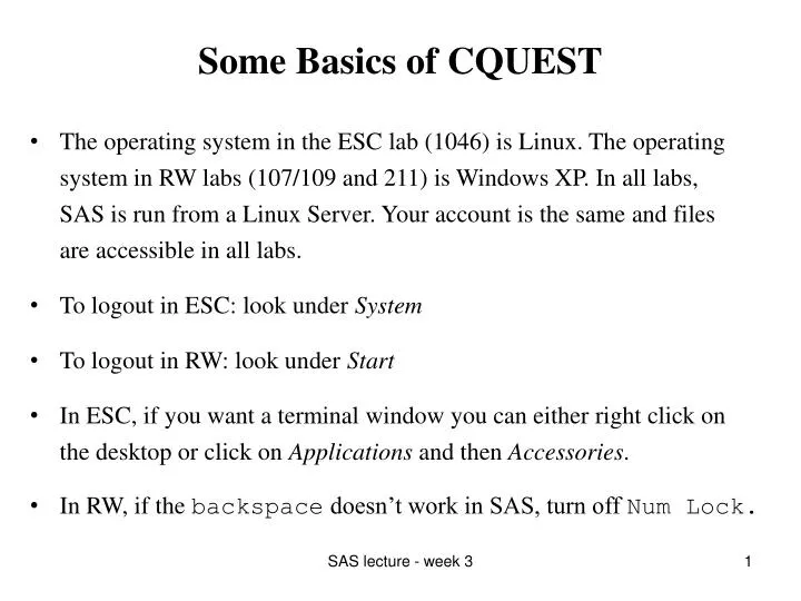 some basics of cquest