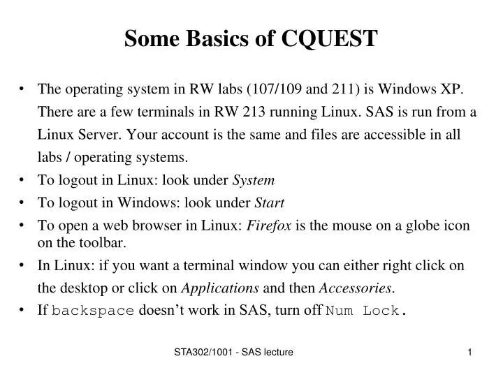 some basics of cquest