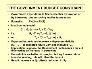 THE GOVERNMENT BUDGET CONSTRAINT