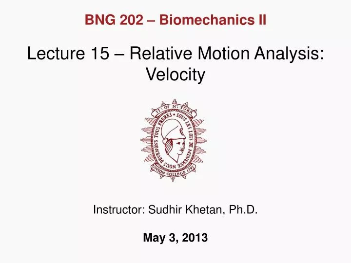 lecture 15 relative motion analysis velocity