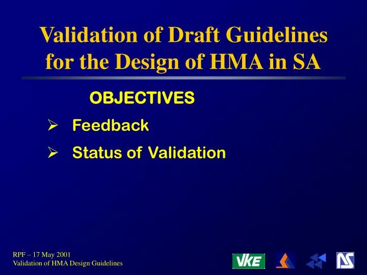 validation of draft guidelines for the design of hma in sa