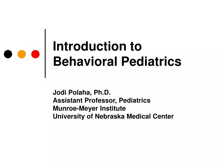 introduction to behavioral pediatrics