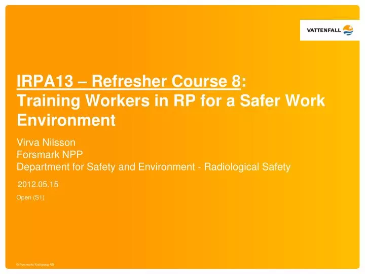 irpa13 refresher course 8 training workers in rp for a safer work environment