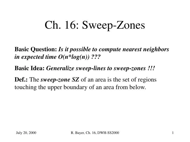 ch 16 sweep zones