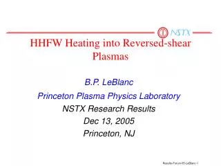 HHFW Heating into Reversed-shear Plasmas