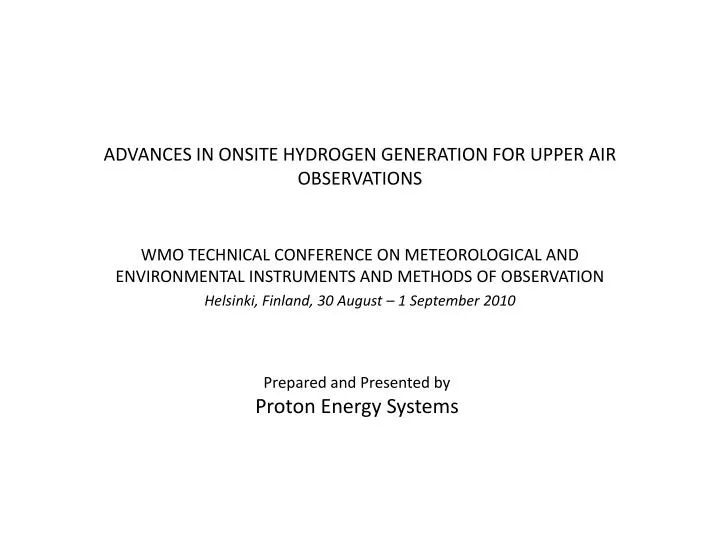 advances in onsite hydrogen generation for upper air observations