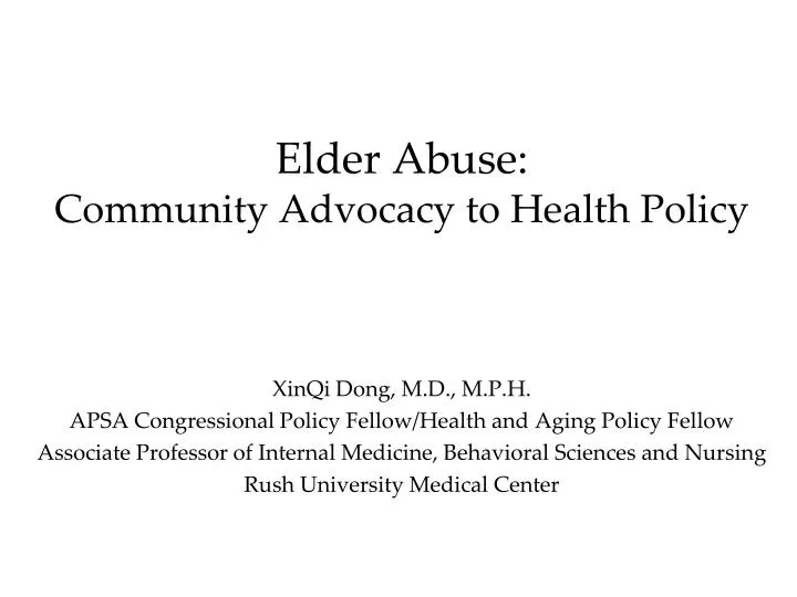 elder abuse community advocacy to health policy