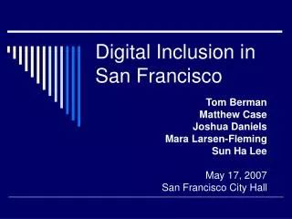 Digital Inclusion in San Francisco