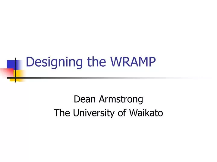 designing the wramp