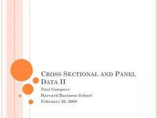 Cross Sectional and Panel Data II