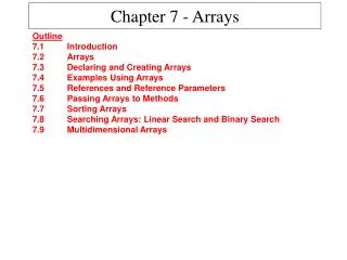 Chapter 7 - Arrays