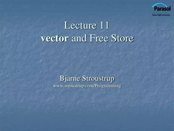 lecture 11 vector and free store