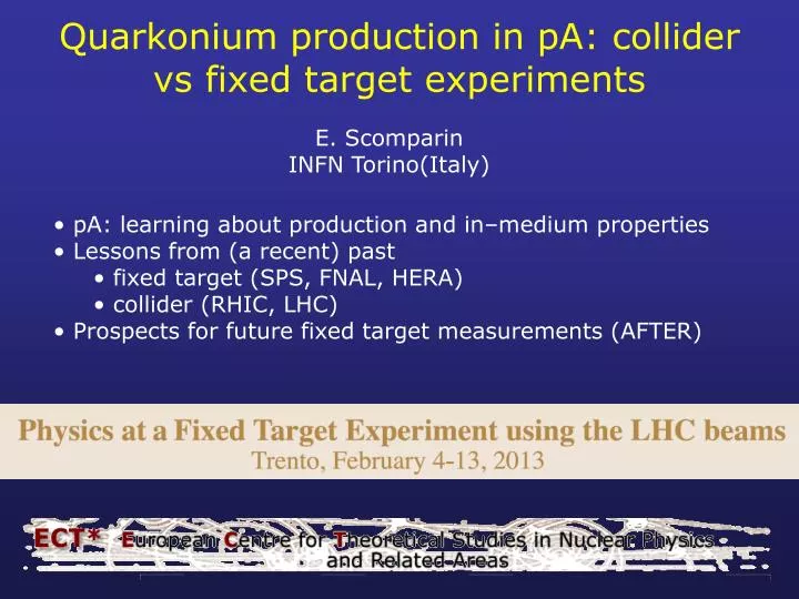 quarkonium production in pa collider vs fixed target experiments