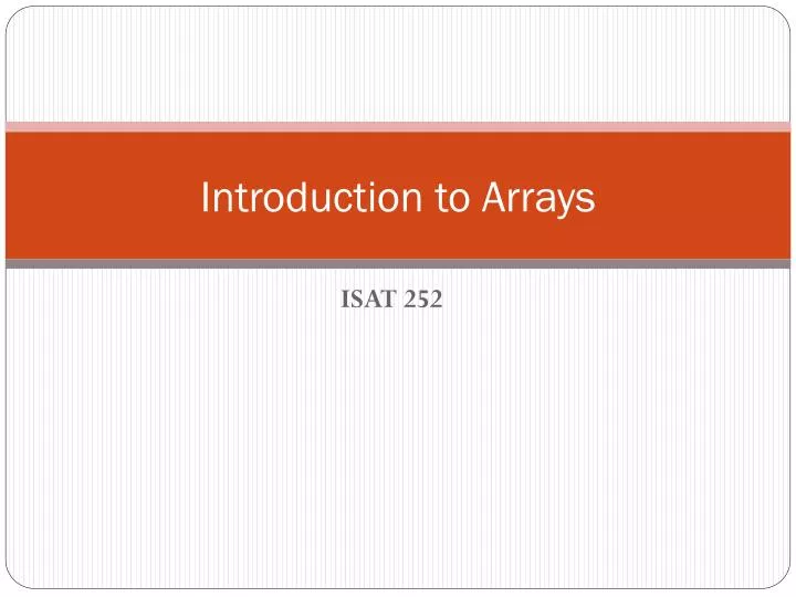 introduction to arrays