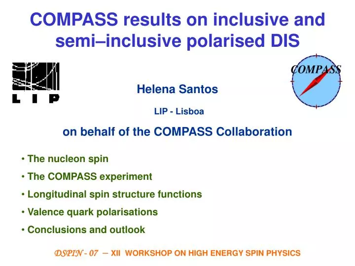 compass results on inclusive and semi inclusive polarised dis