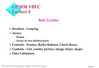 CP2030 VBFC Lecture 4