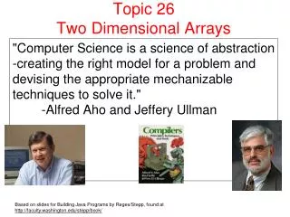 Topic 26 Two Dimensional Arrays