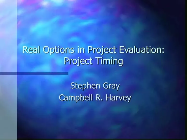 real options in project evaluation project timing