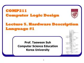 COMP211 Computer Logic Design Lecture 5. Hardware Description Language #1