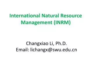 International Natural Resource Management (INRM)