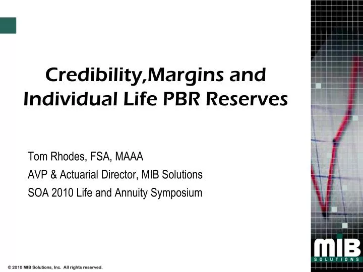credibility margins and individual life pbr reserves