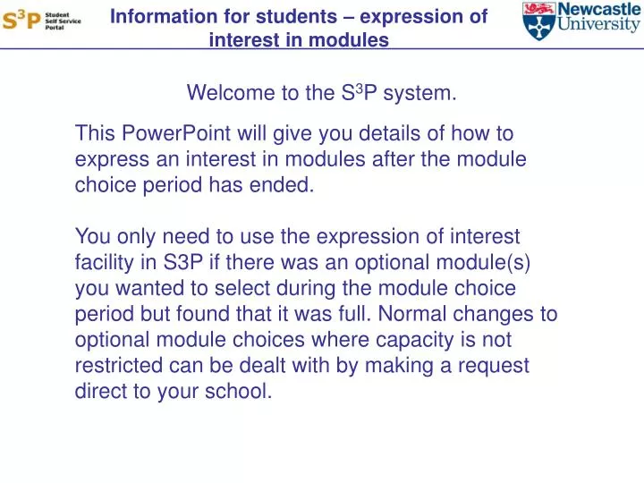 information for students expression of interest in modules
