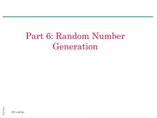 Part 6: Random Number Generation