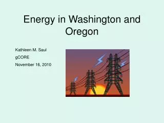 Energy in Washington and Oregon