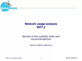 Network usage analysis WP7.3