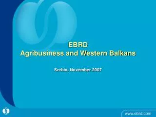 EBRD Agribusiness and Western Balkans