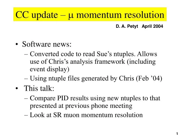 cc update m momentum resolution