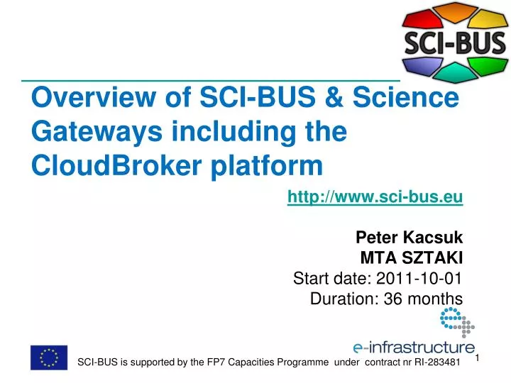 overview of sci bus science gateways including the cloudbroker platform