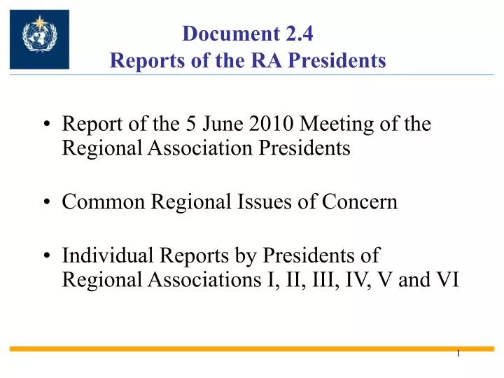 document 2 4 reports of the ra presidents