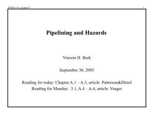 Pipelining and Hazards