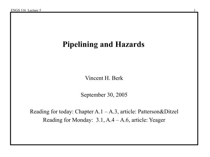pipelining and hazards