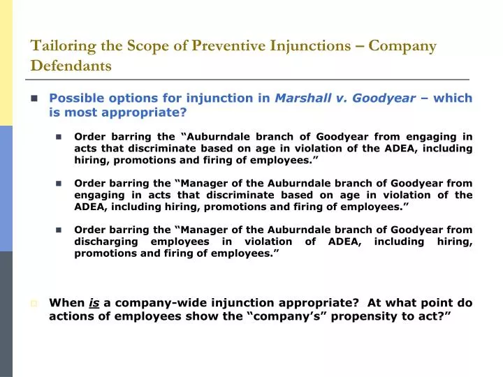 tailoring the scope of preventive injunctions company defendants