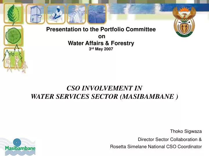 cso involvement in water services sector masibambane