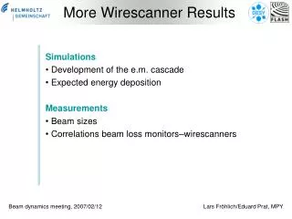 More Wirescanner Results